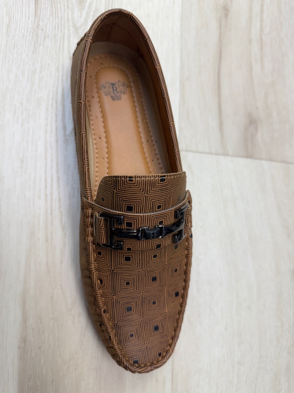 Brown Geometric Slip-On Loafer for Men
